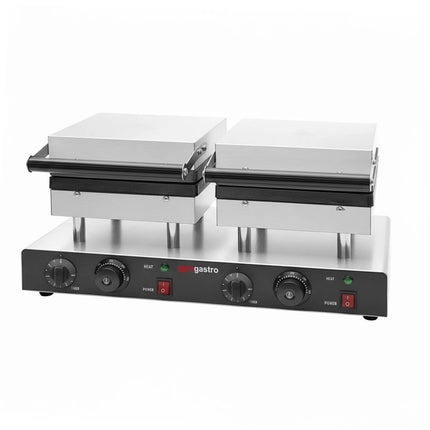 GGM Gastro Commercial Waffle Maker - Double - Manual - 4kW - Shape: Brussels (2 waffles) - for 2 pieces - plates with Teflon coating