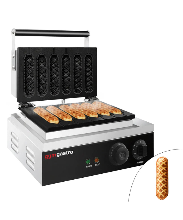 GGM Gastro Commercial Waffle Maker / Lolly Waffle Maker - Double - Manual - 1.55kW - Shape: Waffle on a stick - for 6 pieces