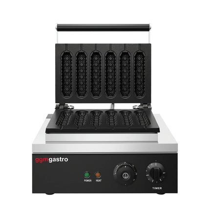 GGM Gastro Commercial Waffle Maker / Lolly Waffle Maker - Double - Manual - 1.55kW - Shape: Waffle on a stick - for 6 pieces