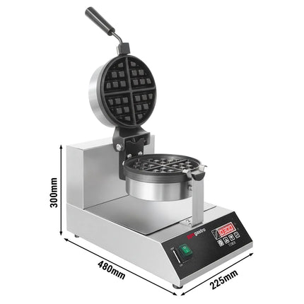 GGM Gastro Commercial Waffle Maker - Single - Digital - 1.3kW - Shape: Round - Ø 185mm - with 180° rotating plates & temperature indicator - plates with Teflon coating