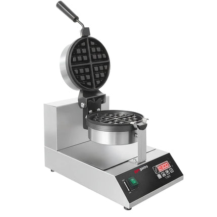 GGM Gastro Commercial Waffle Maker - Single - Digital - 1.3kW - Shape: Round - Ø 185mm - with 180° rotating plates & temperature indicator - plates with Teflon coating