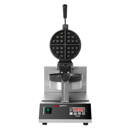 GGM Gastro Commercial Waffle Maker - Single - Digital - 1.3kW - Shape: Round - Ø 185mm - with 180° rotating plates & temperature indicator - plates with Teflon coating