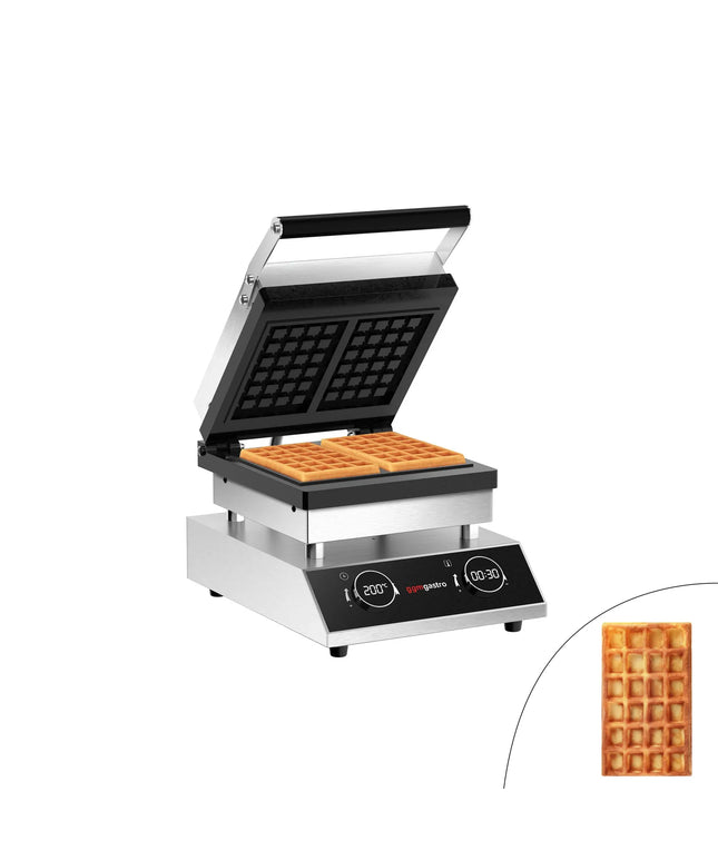 GGM Gastro Commercial Waffle Maker - Single - Digital - 1.6kW - Shape: Brussels - plates with Teflon coating