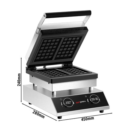 GGM Gastro Commercial Waffle Maker - Single - Digital - 1.6kW - Shape: Brussels - plates with Teflon coating