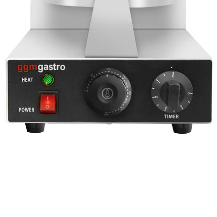GGM Gastro Commercial Waffle Maker - Single - Manual - 1.3kW - Shape: Hearts - Ø 180mm - plates with Teflon coating