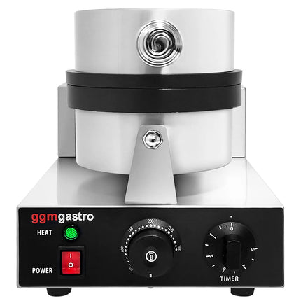 GGM Gastro Commercial Waffle Maker - Single - Manual - 1.3kW - Shape: Round - Ø 115mm - plates with Teflon coating