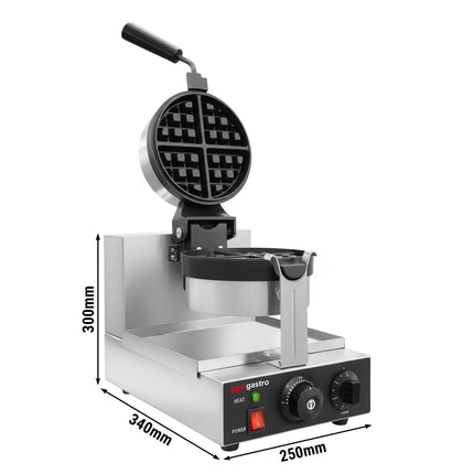 GGM Gastro Commercial Waffle Maker - Single - Manual - 1.3kW - Shape: Round - Ø 180mm - with 180° rotating plates - plates with Teflon coating