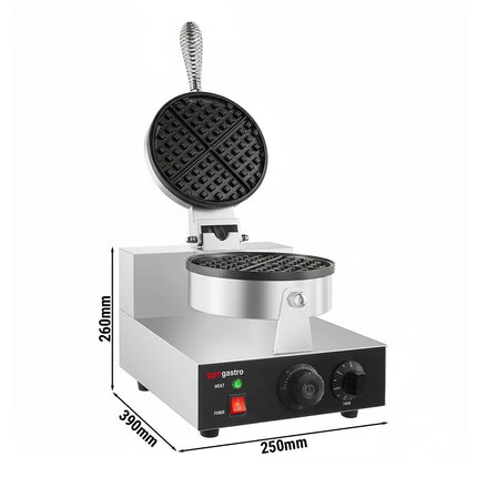 GGM Gastro Commercial Waffle Maker - Single - Manual - 1.3kW - Shape: Round - Ø 180mm - plates with Teflon coating