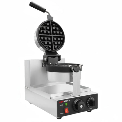 GGM Gastro Commercial Waffle Maker - Single - Manual - 1.3kW - Shape: Round - Ø 180mm - with 180° rotating plates - plates with Teflon coating