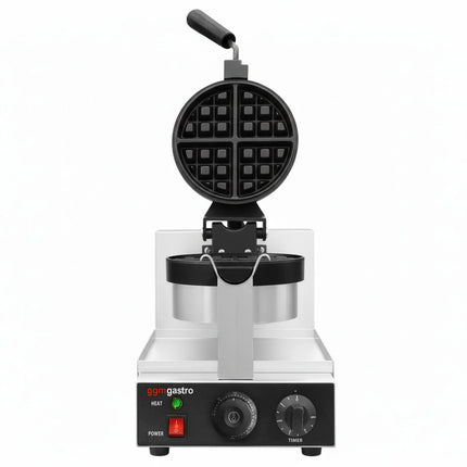GGM Gastro Commercial Waffle Maker - Single - Manual - 1.3kW - Shape: Round - Ø 180mm - with 180° rotating plates - plates with Teflon coating