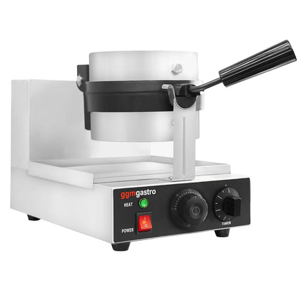 GGM Gastro Commercial Waffle Maker - Single - Manual - 1.3kW - Shape: Round - Ø 180mm - with 180° rotating plates - plates with Teflon coating