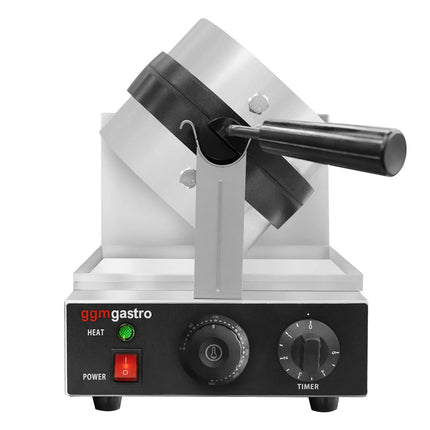 GGM Gastro Commercial Waffle Maker - Single - Manual - 1.3kW - Shape: Round - Ø 180mm - with 180° rotating plates - plates with Teflon coating