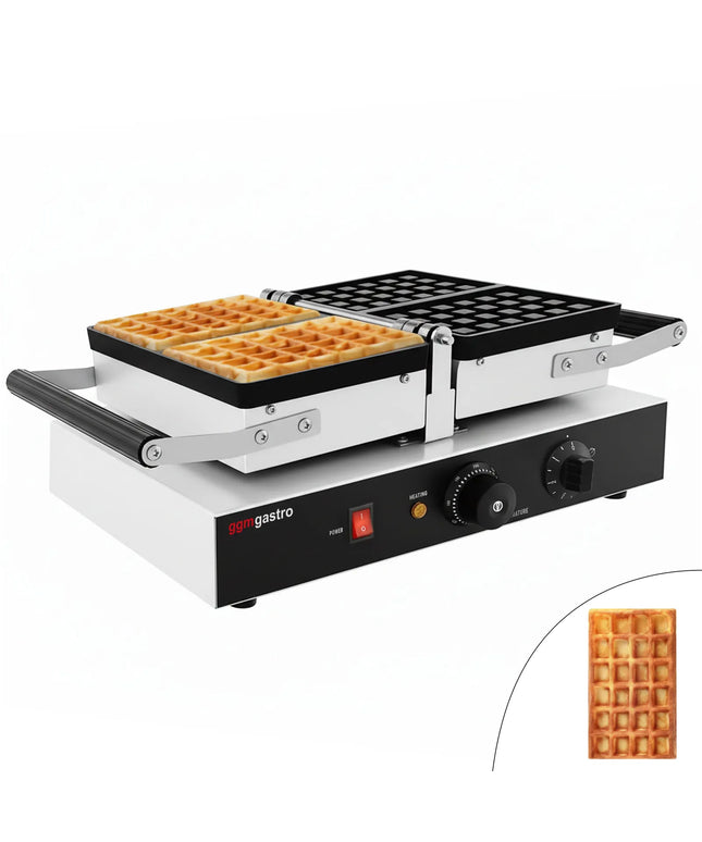 GGM Gastro Commercial Waffle Maker - Single - Manual - 1.6kW - Shape: Brussels - with 180° rotating plates