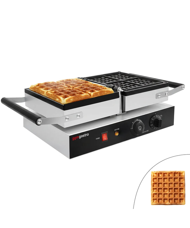 GGM Gastro Commercial Waffle Maker - Single - Manual - 1.6kW - Shape: Brussels - with 180° rotating plates