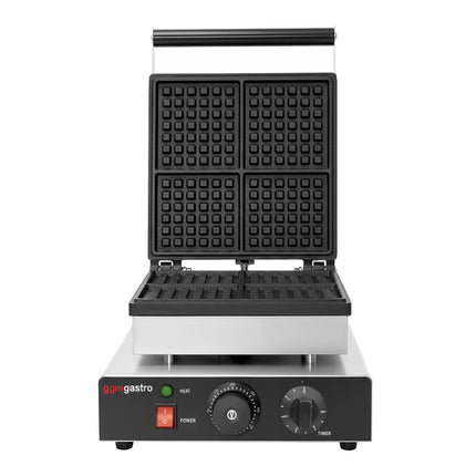 GGM Gastro Commercial Waffle Maker - Single - Manual - 1.75 kW - Shape: 4 Brussels Waffles