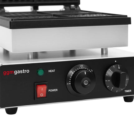 GGM Gastro Commercial Waffle Maker - Single - Manual - 1.75 kW - Shape: 4 Brussels Waffles
