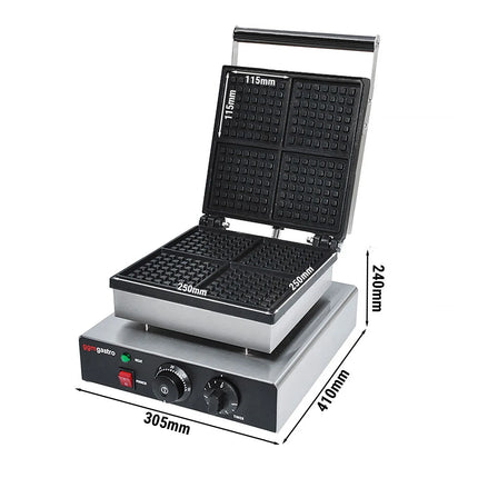 GGM Gastro Commercial Waffle Maker - Single - Manual - 1.75 kW - Shape: 4 Brussels Waffles