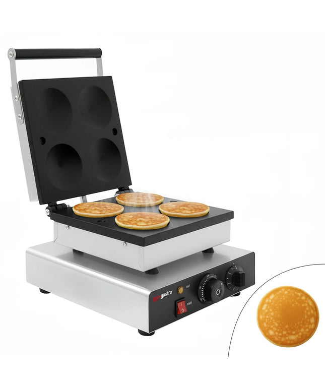 GGM Gastro Commercial Waffle Maker - Single - Manual - 1.75kW - Shape: 4 Pancakes