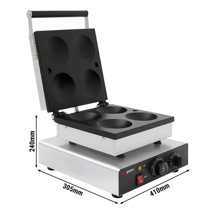 GGM Gastro Commercial Waffle Maker - Single - Manual - 1.75kW - Shape: 4 Pancakes
