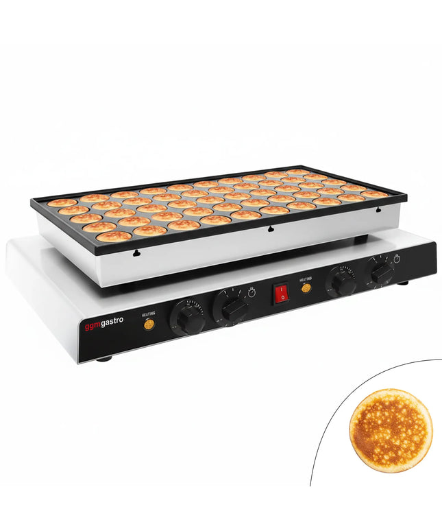GGM Gastro Commercial Waffle Maker - Single - Manual - 1.7kW - Shape: Poffertjes - Ø 42mm - for 50 pieces - plates with Teflon coating