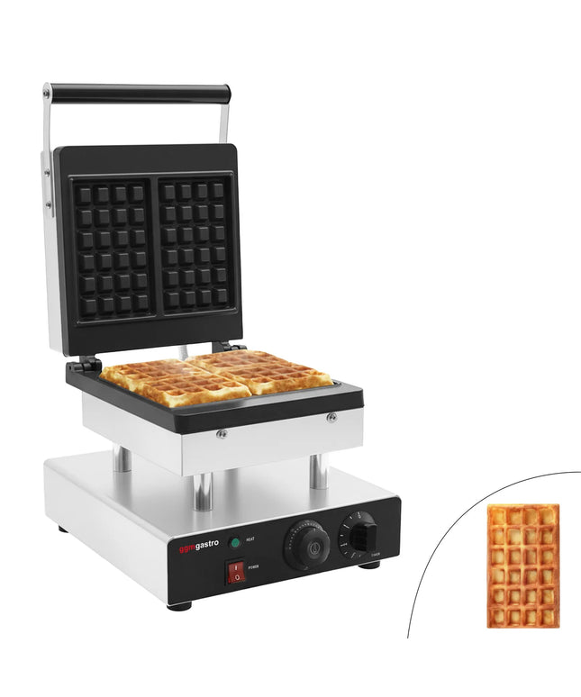 GGM Gastro Commercial Waffle Maker - Single - Manual - 2kW - Shape: Brussels - plates with Teflon coating