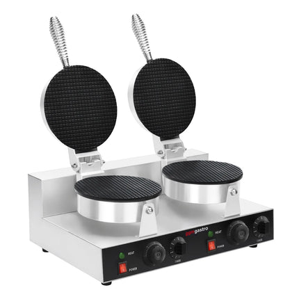 GGM Gastro Commercial Waffle Maker / Waffle Cone Maker - Double - Manual - 2.6kW - Shape: Cone - Ø 190mm - plates with Teflon coating