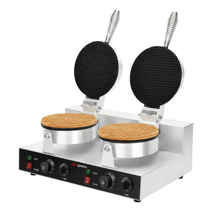 GGM Gastro Commercial Waffle Maker / Waffle Cone Maker - Double - Manual - 2.6kW - Shape: Cone - Ø 190mm - plates with Teflon coating