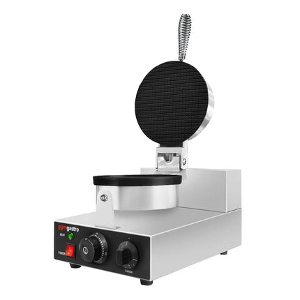 GGM Gastro Commercial Waffle Maker / Waffle Cone Maker - Single - Manual - 1.3kW - Shape: Cone - Ø 190mm - plates with Teflon coating