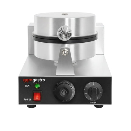 GGM Gastro Commercial Waffle Maker / Waffle Cone Maker - Single - Manual - 1.3kW - Shape: Cone - Ø 190mm - plates with Teflon coating