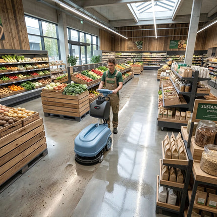 GGM Gastro Commercial Walk-Behind Scrubber Dryer - Work Rate 1350 m²/h - Scrub Width 360mm - Tanks 13L/15L - incl. charging cable
