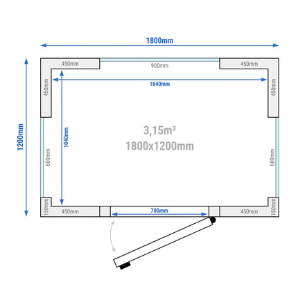 GGM Gastro Commercial Walk-In Cold Room - 1200x1500mm - 2,60m³ (2600L) - with 3 glass sides