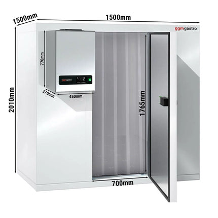 GGM Gastro Commercial Walk-In Freezer Room - 1500x1500mm - 2,80m³ (2800L) - incl. Integral Freezer Unit & Strip Curtains