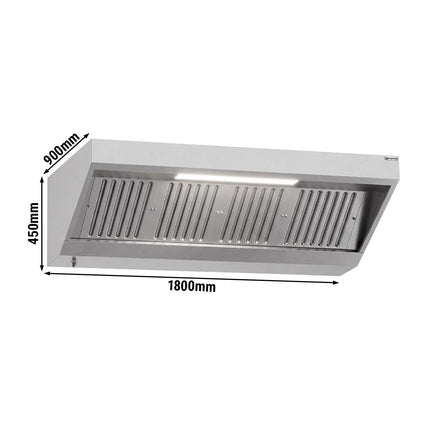 GGM Gastro Commercial Wall-Mounted Extraction Canopy - 1800mm - with Baffle Filters & LED Lighting