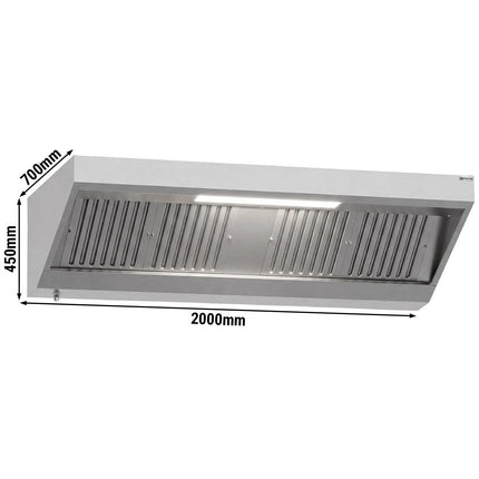 GGM Gastro Commercial Wall-Mounted Extraction Canopy - 2000mm - with Baffle Filters & LED Lighting