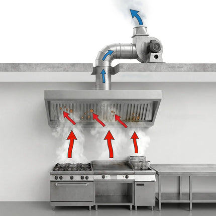 GGM Gastro Commercial Wall-Mounted Extraction Canopy - 2000mm - with Baffle Filters & LED Lighting