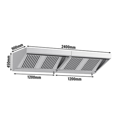 GGM Gastro Commercial Wall-Mounted Extraction Canopy - 2600mm - with Baffle Filters & LED Lighting
