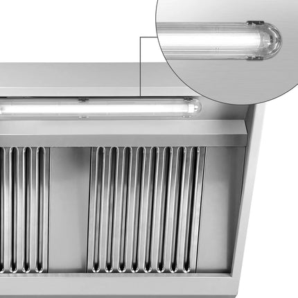 GGM Gastro Commercial Wall-Mounted Extraction Canopy - 5000mm - with Baffle Filters & LED Lighting