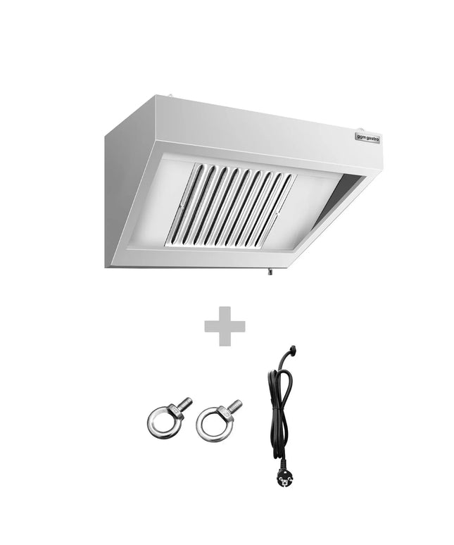 GGM Gastro Commercial Wall-Mounted Extraction Canopy - 800mm - with Baffle Filters & LED Lighting
