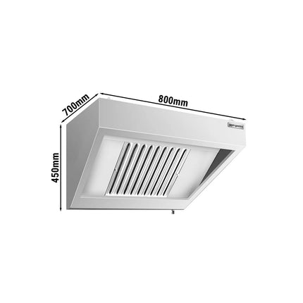GGM Gastro Commercial Wall-Mounted Extraction Canopy - 800mm - with Baffle Filters & LED Lighting