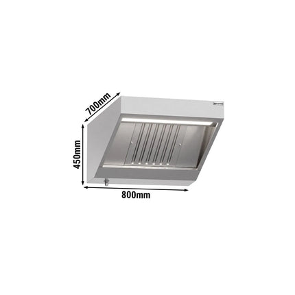 GGM Gastro Commercial Wall-Mounted Extraction Canopy - 800mm - with Baffle Filters & LED Lighting