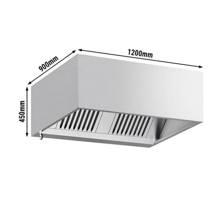 GGM Gastro Commercial Wall-Mounted Extractor Hood - 1200mm - with Baffle Filters & Lighting