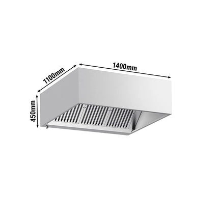 GGM Gastro Commercial Wall-Mounted Extractor Hood – 1400mm – with Baffle Filters & Lighting