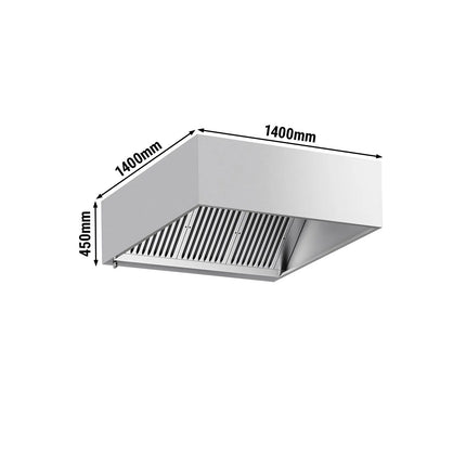 GGM Gastro Commercial Wall-Mounted Extractor Hood - 1400mm - with Baffle Filters & Lighting