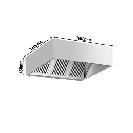 GGM Gastro Commercial Wall-Mounted Extractor Hood - 1600mm - with Baffle Filters & Lighting