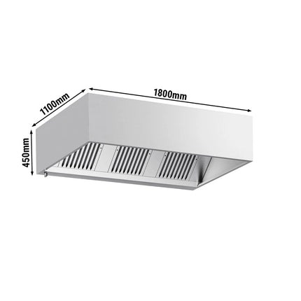 GGM Gastro Commercial Wall-Mounted Extractor Hood - 1800mm - with Baffle Filters & Lighting
