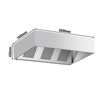GGM Gastro Commercial Wall-Mounted Extractor Hood – 2000mm – with Baffle Filters & Lighting