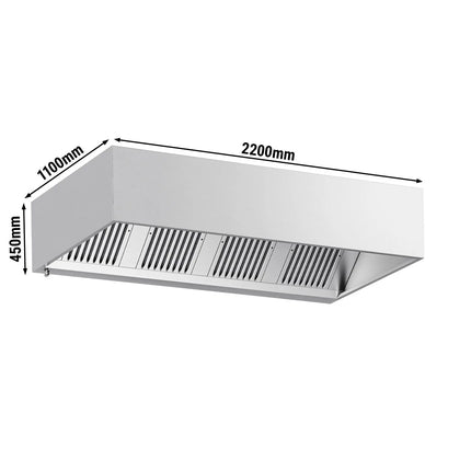 GGM Gastro Commercial Wall-Mounted Extractor Hood – 2200mm – with Baffle Filters & Lighting