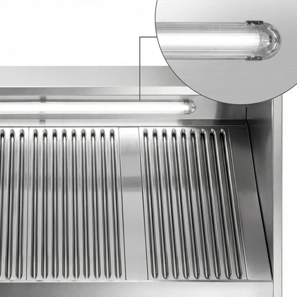 GGM Gastro Commercial Wall-Mounted Extractor Hood - 2200mm - with Baffle Filters & Lighting