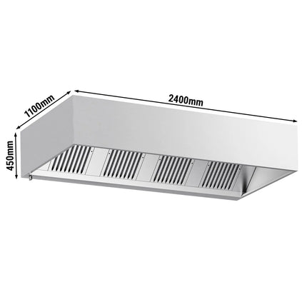 GGM Gastro Commercial Wall-Mounted Extractor Hood – 2400mm – with Baffle Filters & Lighting