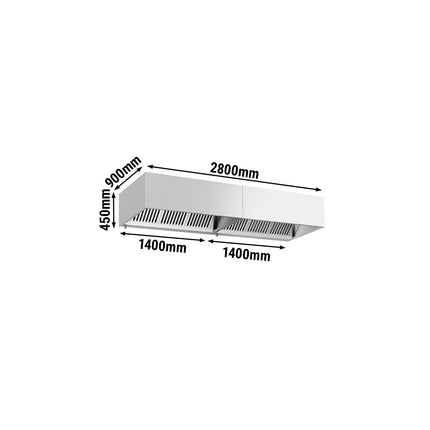 GGM Gastro Commercial Wall-Mounted Extractor Hood – 2800mm – with Baffle Filters & Lighting